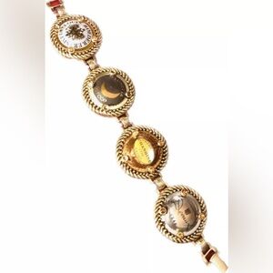 Vintage Champagne Capsule Bracelet with Swarovski Crystals Gold Tone 7” As Is